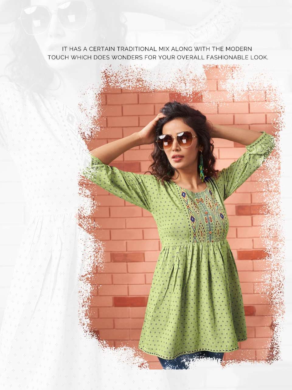 Heritage-Fusion-Rayon-Prints-Silai-Pattern-Handwork-Short Kurti-005-C